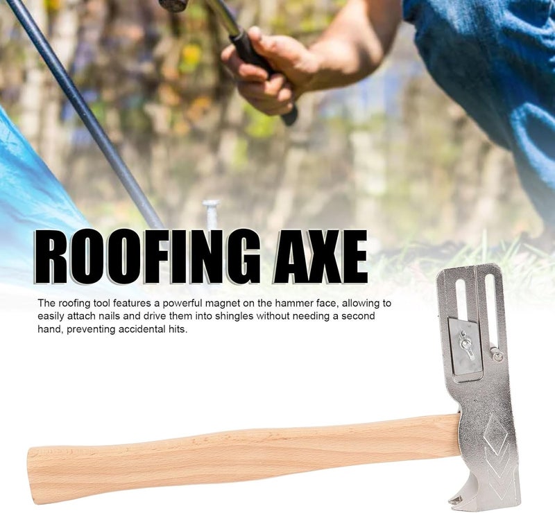 Dpofirs Hacha Para Roofing, Achas Para Roofing, Magnetic Roofing Hammer Multi Functional Ergonomic Handle Roofing Hatchet for Roof Construction Repair - Image 1